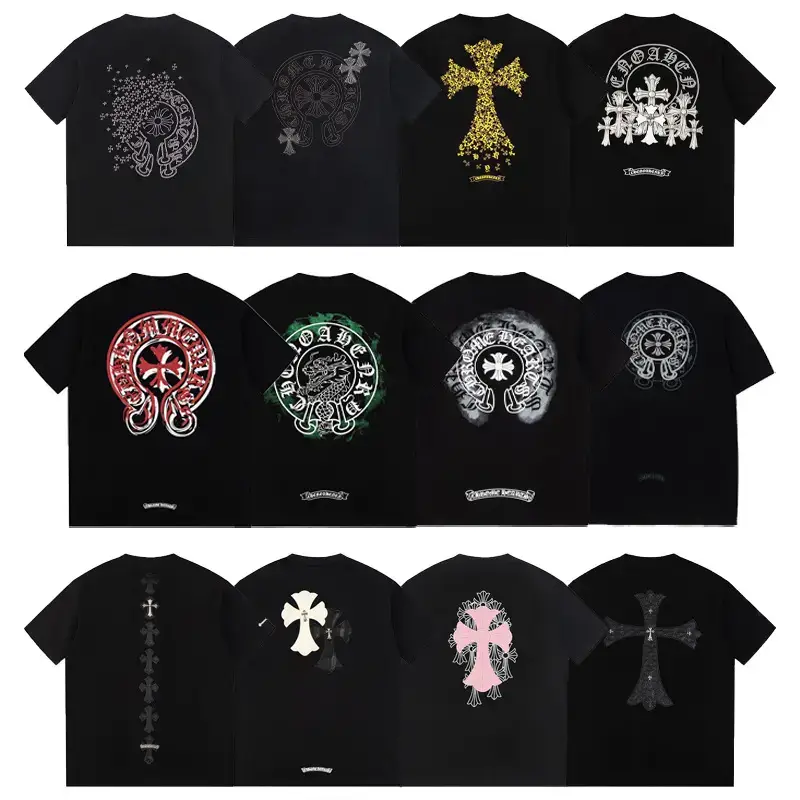 Chrome Hearts Horseshoe Flower Sanskrit Print Short-sleeved T-shirt