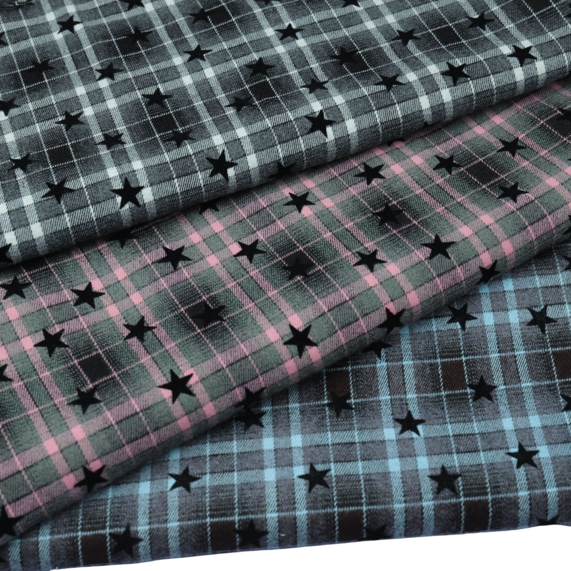 Tr Woven Autumn and Winter Brushed Five-Pointed Star Flocking Plaid Sweet Cool Girl Lolita Fashion DIY Hair Accessories Fabric