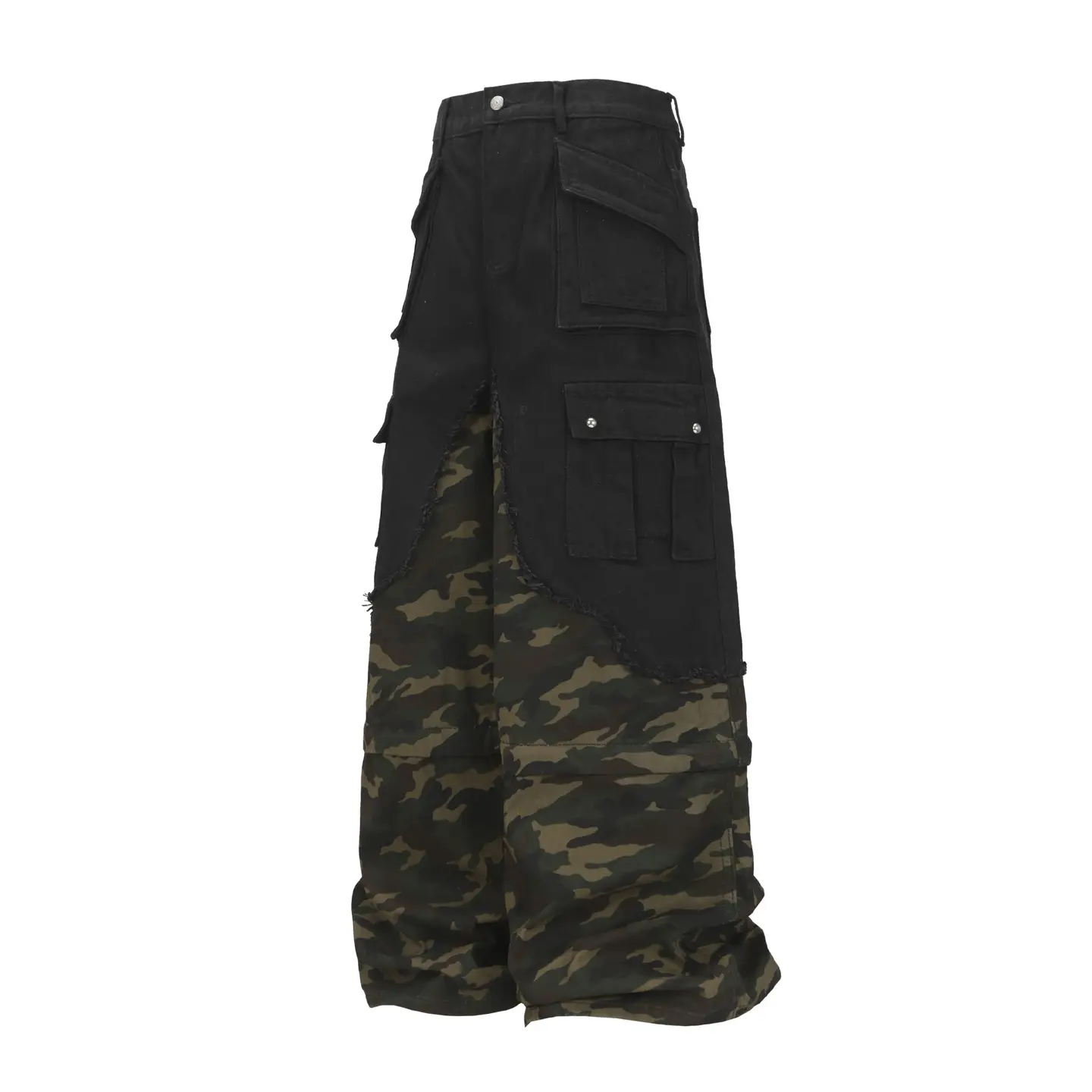 Jiayiku Men's 2025 Autumn New American High Street Heavyweight Fake Two-Piece Baggy Wide-Leg Jeans