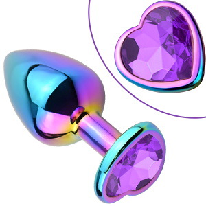 Adult supplies back room fun and flirting new metal heart-shaped colorful anal plug manufacturers wholesale support generation medium