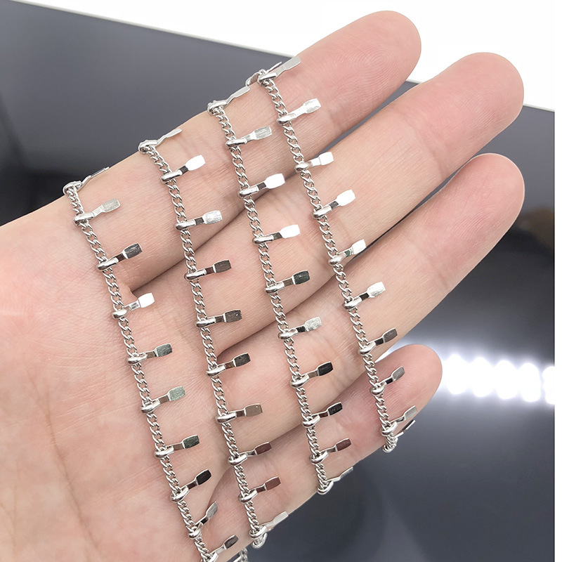 Stainless steel side clip chain does not fade personalized fashion necklace bracelet clothing chain jewelry chain DIY