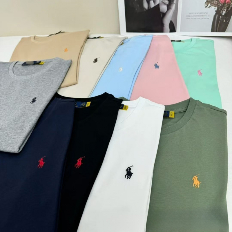 Foreign Trade Polo T-Shirt with Lf Pony Logo Embroidery, Women's Round Neck Short-Sleeve Pure Cotton Half-Sleeve Men's Sweatshirt, Versatile Base Shirt, Trendy QC-foto från 1688 på Qualit.ly