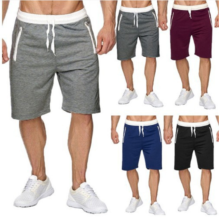 Cross-Border Amazon Specializes in New Men's Summer Shorts for Sports, Fitness, Casual Wear, Trendy Fashion, White Waistband Five-Point Shorts