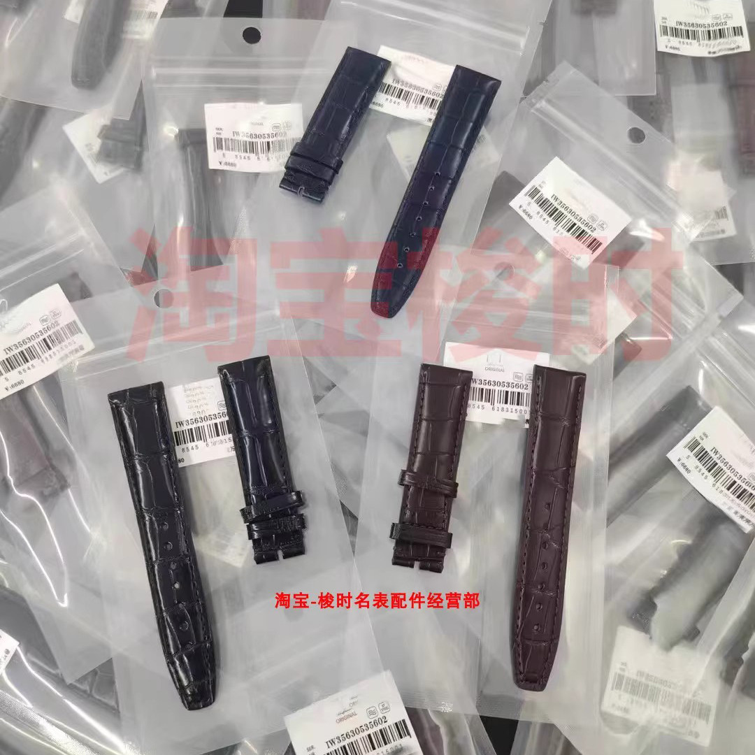 Suitable for Iwc Watch Strap, Genuine Leather Original Portofino Eight-Day Chain Watch Strap for Men, Red 60 Crocodile Leather Portuguese 7 Portuguese Chronograph