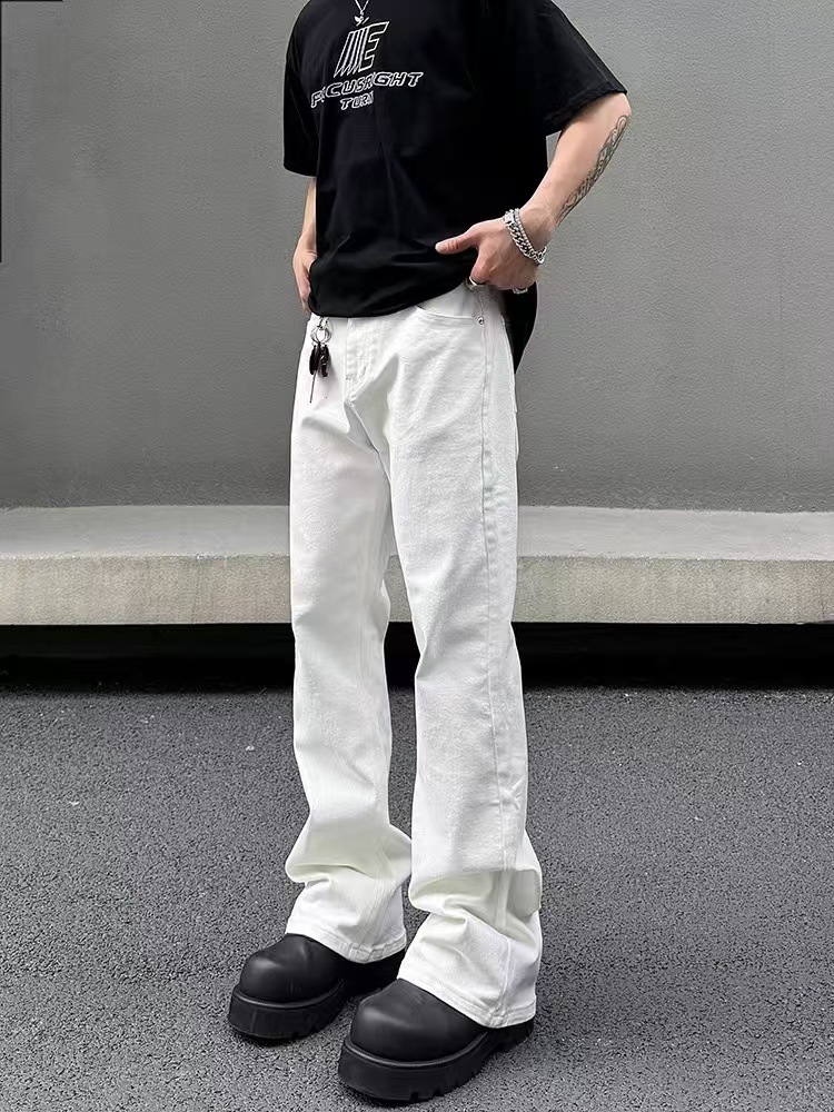 American-style High Street Micro-La White Jeans Men's and Women's Vibe High-end Slim-fit Slimming All-match Casual Trousers Trendy Brand