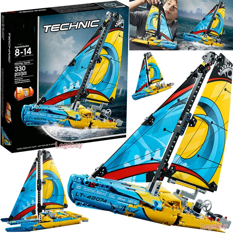 Technology Yacht, Rowing Boat, Sailing Boat, Domestically Compatible with 42074, Educational Building Block Toys for Boys and Girls, Gift