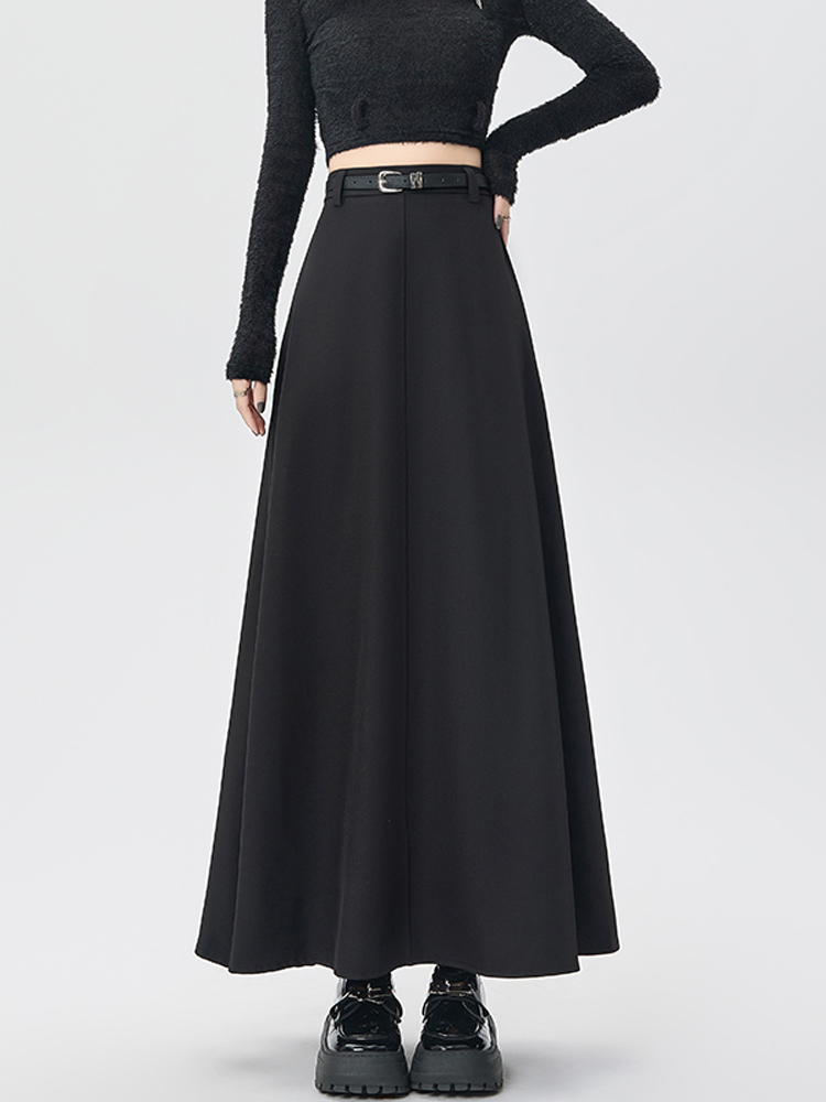 High-End Pleated Suit Skirt for Women, Spring and Autumn 2026 New Style, High-Waisted, Slimming, Drapey A-Line Long Skirt