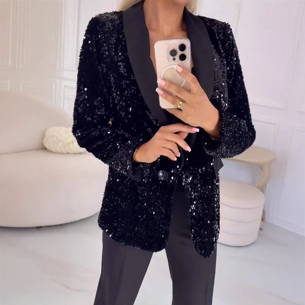 2024 cross-border independent station Europe and the United States foreign trade new_autumn and winter casual fashion sequined jacket