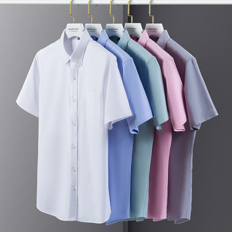 2023 Summer short-sleeved shirt cotton Oxford spinning Xinjiang long-staple cotton button collar business casual men's shirt