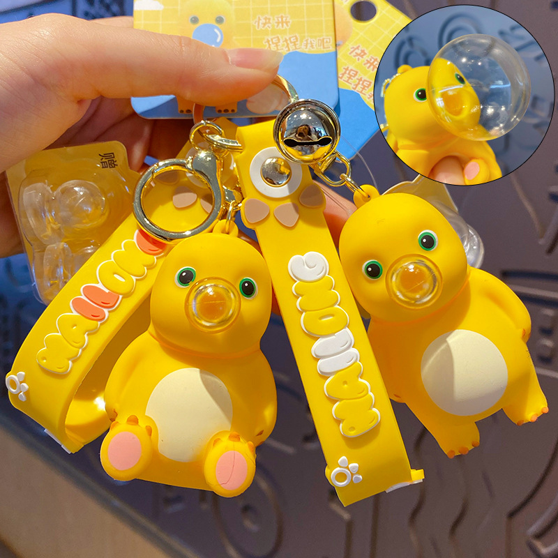 Original Bubble Blowing Stress Relief Milk Dragon Keychain for Women, Cute Cartoon Exquisite Squishy Keychain Ring Backpack Pendant