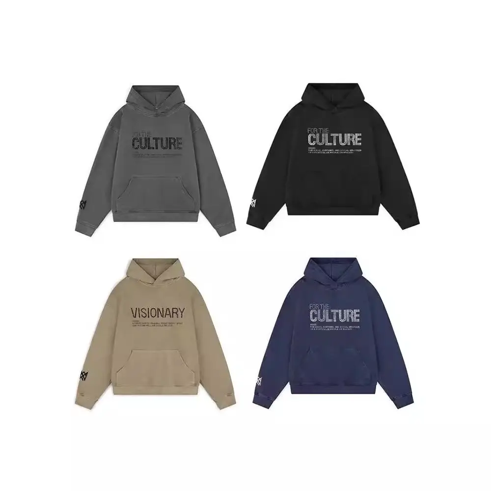 American high street retro style letter rhinestone sweatshirt autumn and winter men's and women's top hooded loose casual jacket y2k