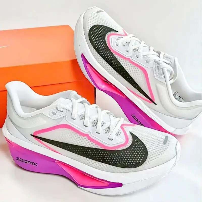 Pure Original ZOOM FLY 6 White and Black Powder Men's and Women's All-match Non-slip Wear-resistant Leisure Sports Running Shoes FN8455-101