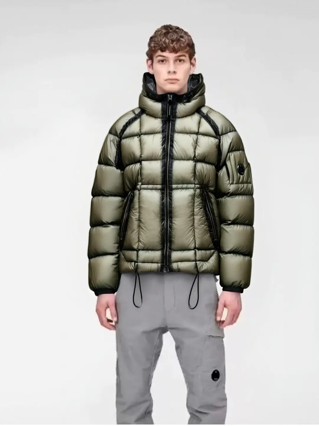 CP Company Men's Hooded Down Jacket Khaki