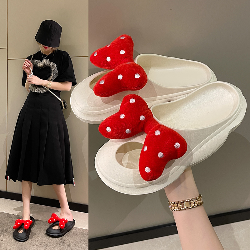New Princess 2024 New Baotou Bow Sandals Women's Summer Outer Wear Thick Bottom Two-Wearing Lazy Sandals