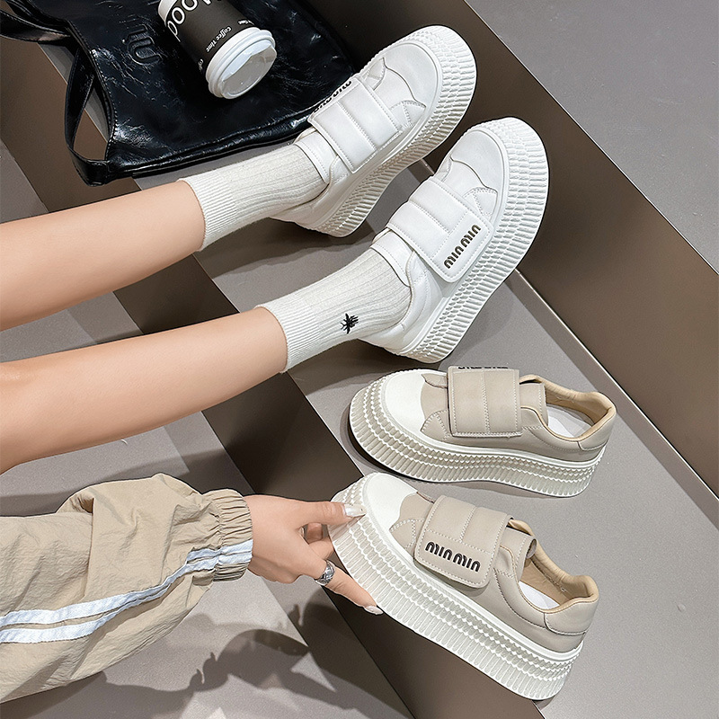 Casual Bread Shoes 2025 Spring New Women's Thick-Soled Biscuit Shoes Velcro Flats Women's Casual Versatile Women's Shoes