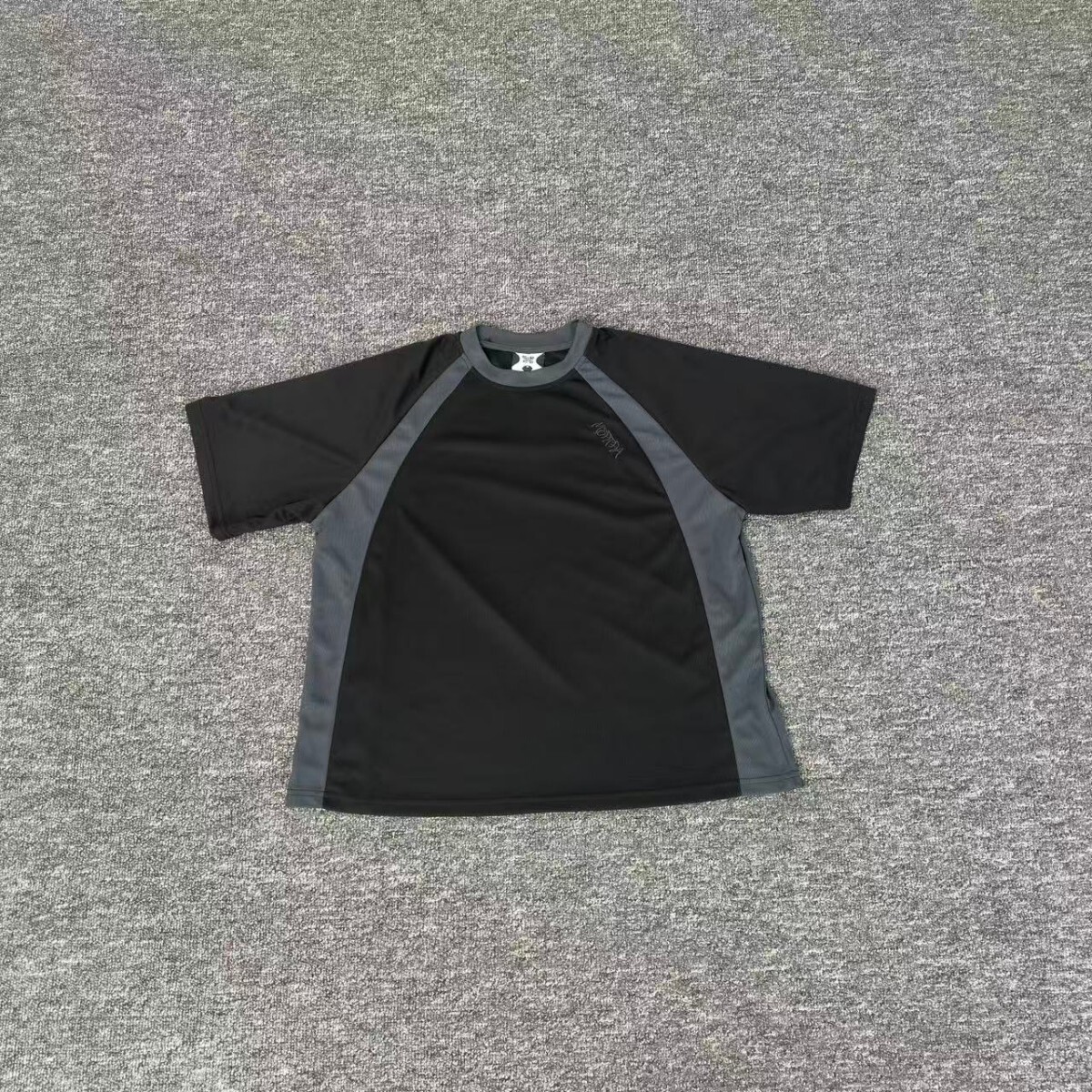 Mertra Trendy Street Embroidered Letter Patchwork Color-Blocked Sports Jersey Men's Summer Loose Casual Quick-Drying T-Shirt