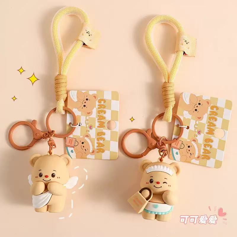 Cartoon Butter Bear Stress Relief Doll Cute Student Backpack Pendant Couple Small Gift Keychain Wholesale