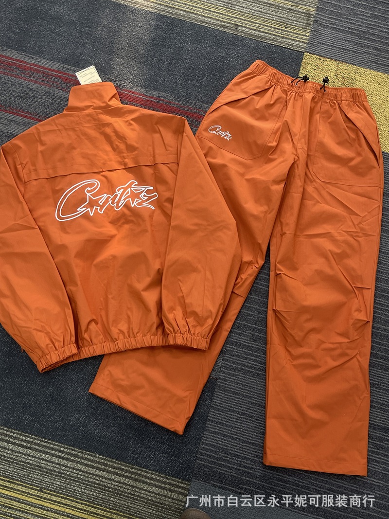 Crtz Tracksuit Street Hip-Hop Long Pants and Jacket Sports Suit European and American Celebrity Style Windbreaker for Men
