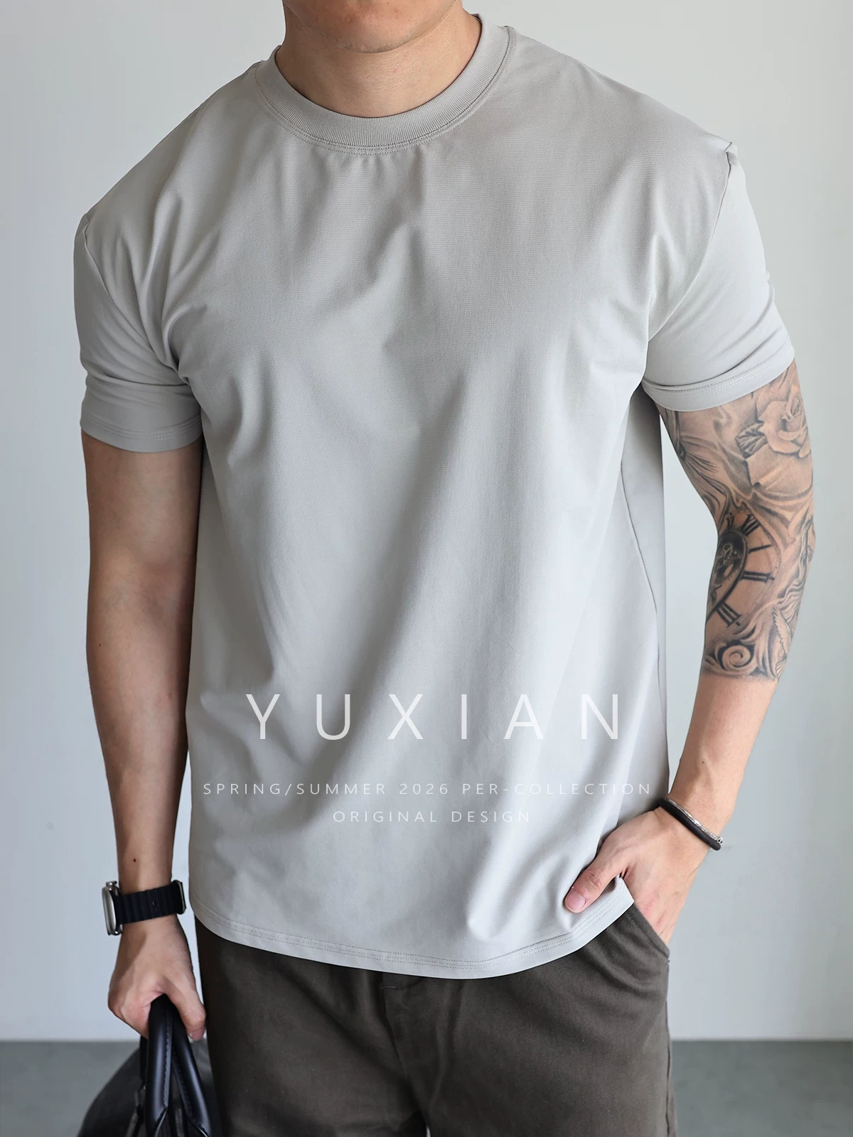 【Anti-Mite & Cooling】Cotton Lightweight Moisture-Wicking Breathable Casual Shoulder-Baring Short-Sleeve T-Shirt for Men in Summer