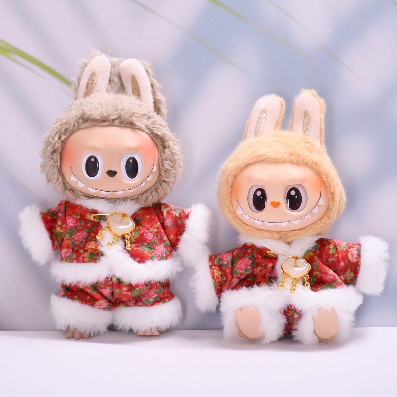 Only clothes] generation 2 blind box pendant labubu big flower cotton-padded jacket suit labubu wearing baby clothes