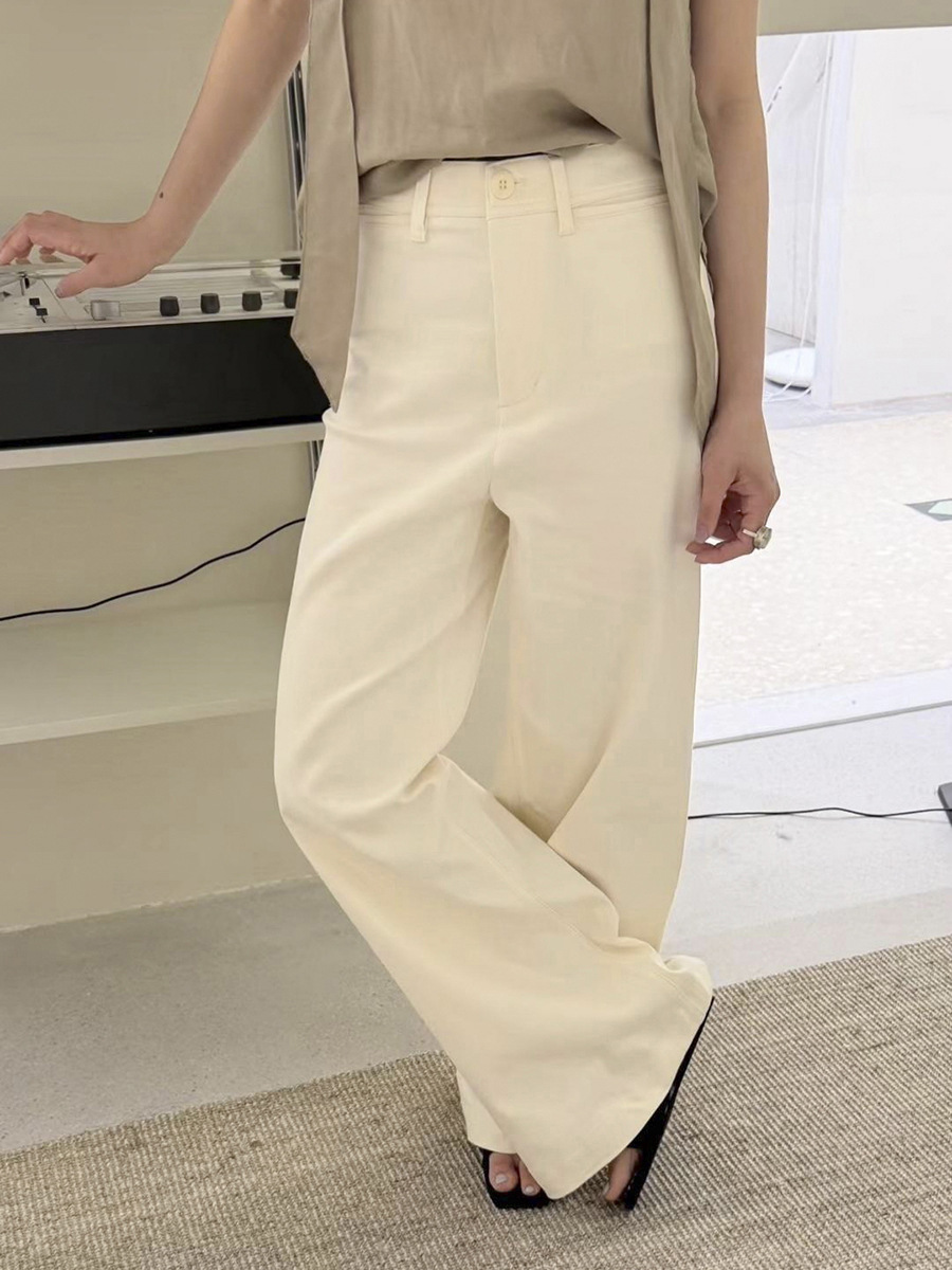 Love and Nancy Thirteen Lines 2026 Summer Korean Style Elegant High-Waisted Wide-Leg Flared Casual Long Pants for Women 04339