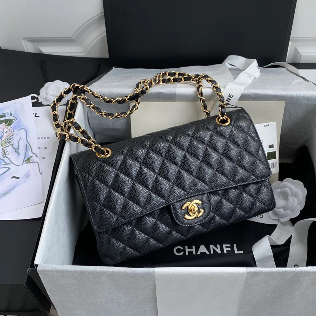 In-Stock New Model Chanel-Style Cf25.5 Caviar Leather Women's Single Shoulder Crossbody Quilted Chain Flap Small Square Bag QC-foto från 1688 på Qualit.ly
