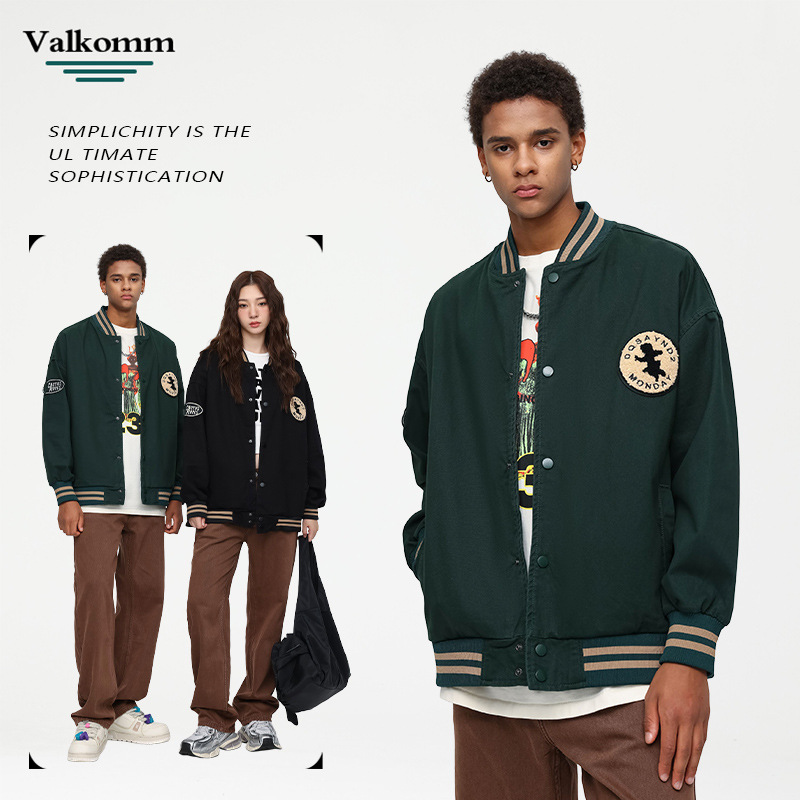 Laike Men's American Denim Baseball Jacket Men's Spring and Autumn Loose Men's Pure Cotton High-Quality Casual Jacket