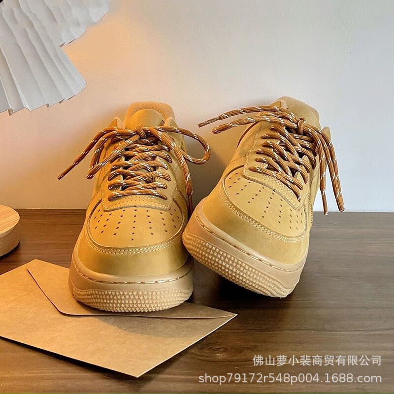 Wheat Air Force One Aj1 Low-Top Lightning Barb Dunk Black and White Panda Men's and Women's Sports Shoes Putian Shoes Pure Original