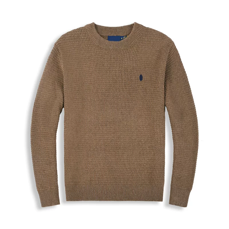 Autumn and winter new small label men's round neck knitted sweater sweater men's business casual slim fit pullover cotton blended sweater