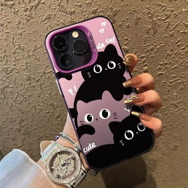 Stacked Cat Apple 16Promax Mobile Phone Case 15 Color Silver 14 Frosted 13 Cartoon 12 Niche 11 Trendy X8Plus