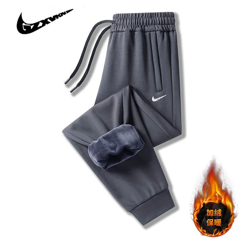 Men's Pants Autumn and Winter plus size Sweatpants Dexy Trendy Men's Sports Pants fleece-lined Thickened Loose Men's Casual Pants