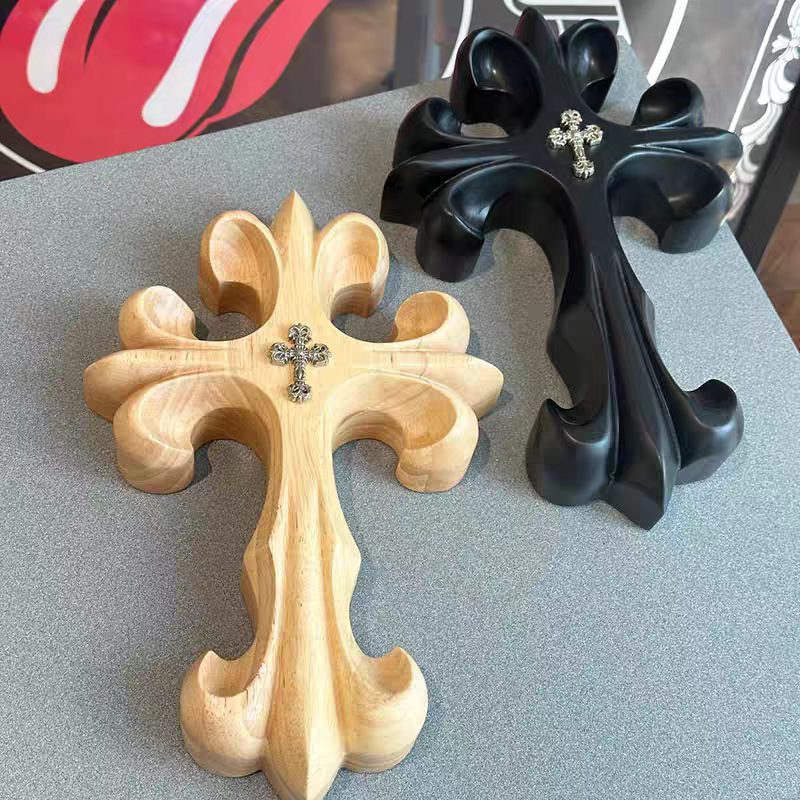 Wooden Fleur-de-lis Cross Wall Decor