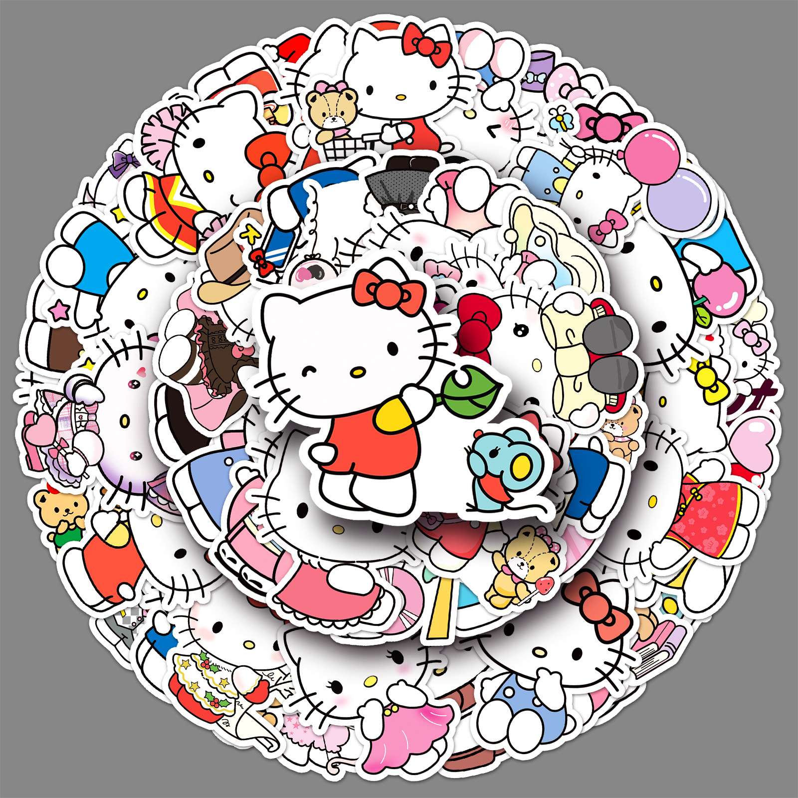 50 Hello Kitty Graffiti Stickers Personalized Cross-border Cartoon Cute Sanrio Decorative Phone Shell Stickers