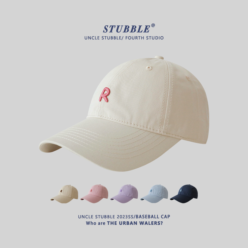 New R standard baseball cap original design summer thin wide brim big face face small soft top sunshade duck tongue hat