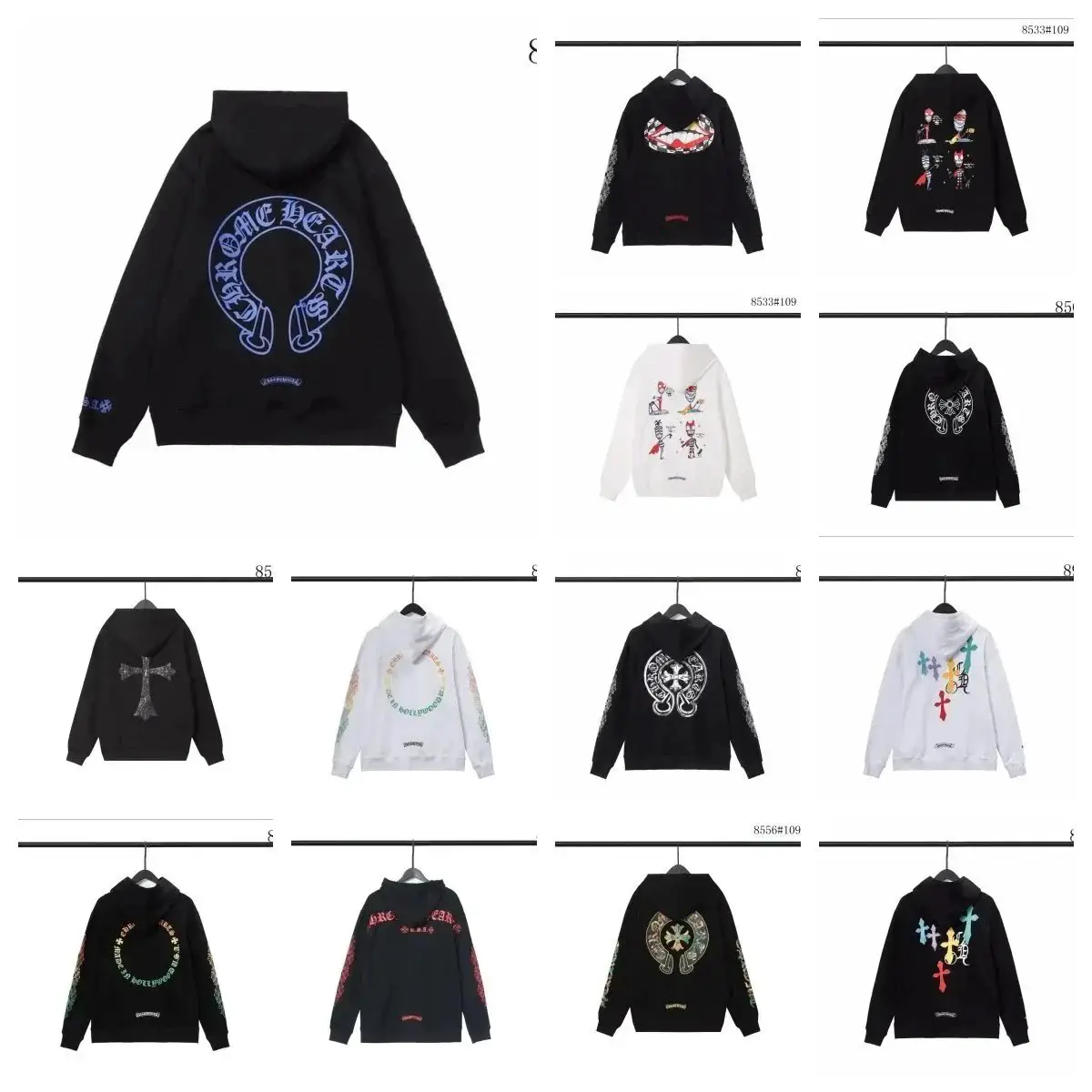 CYQ17-NEW-1潮流百搭马蹄十字架印花梵文秋冬连帽卫衣(TOP品质)