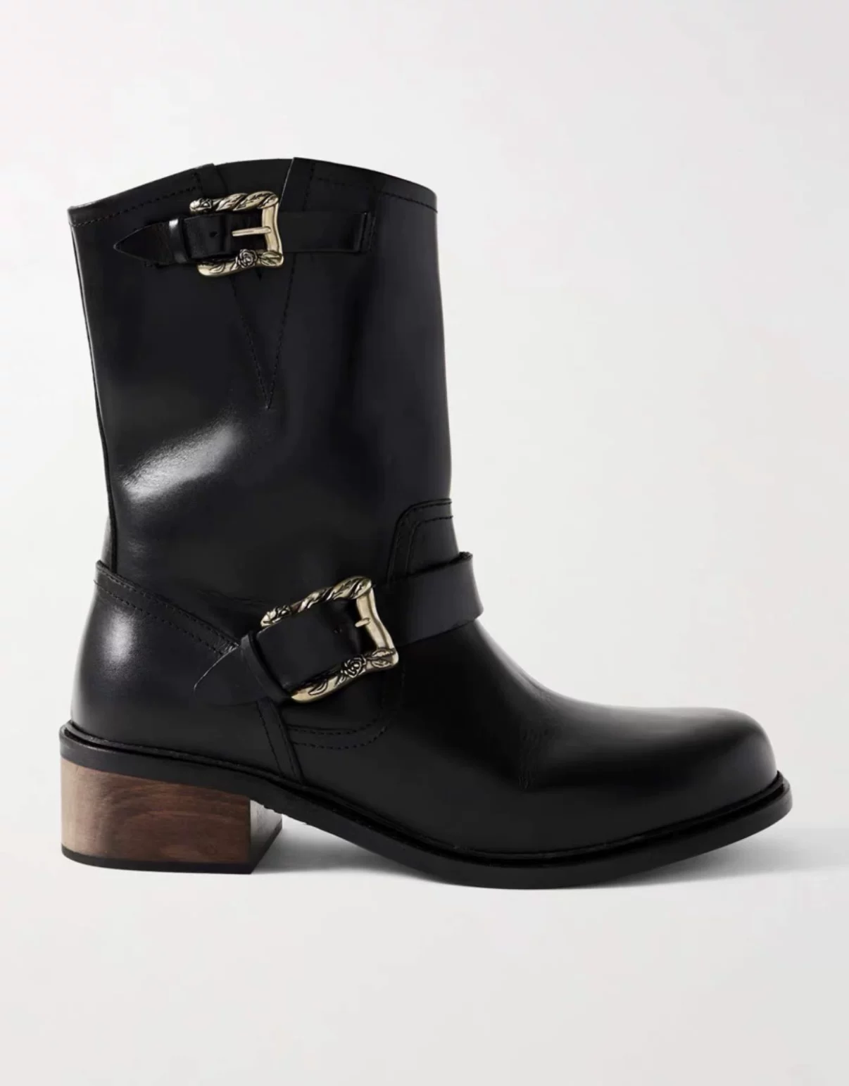 Erd25ss melancholic second-generation genuine cowhide engineer boots with a large bottom and carved copper buckle in stock
