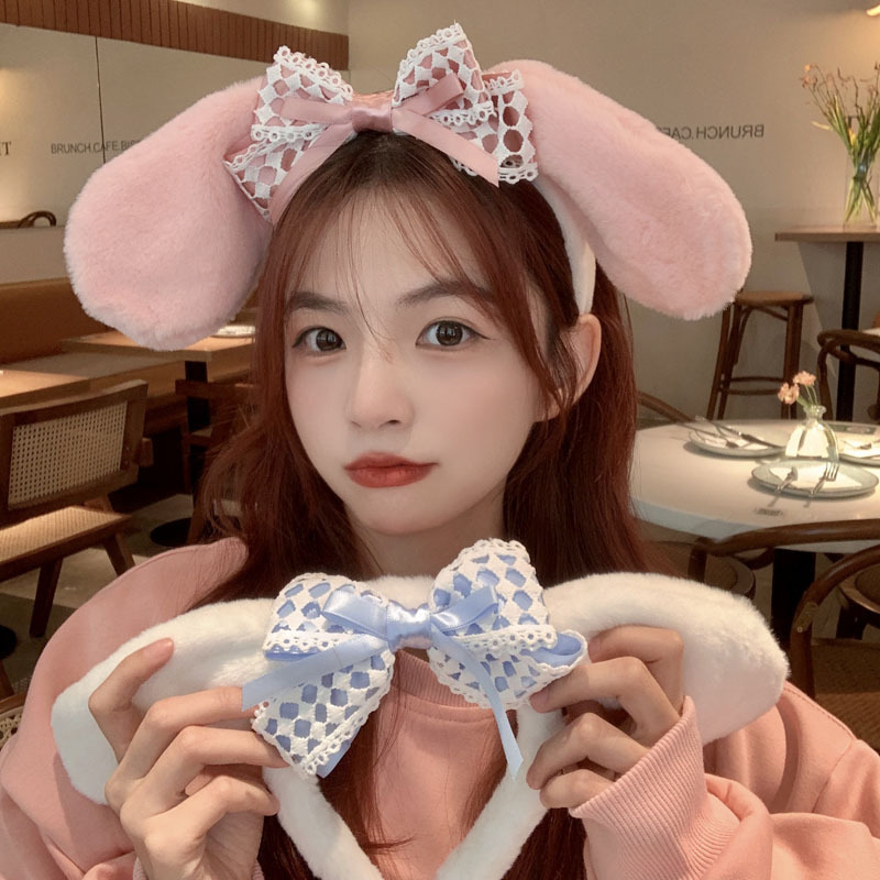 Cartoon Plush Jade Gui Dog Lace Bow Hair Band Autumn and Winter Cute Face Wash Hair Band Girl Hair Clip Hair Accessories Headdress