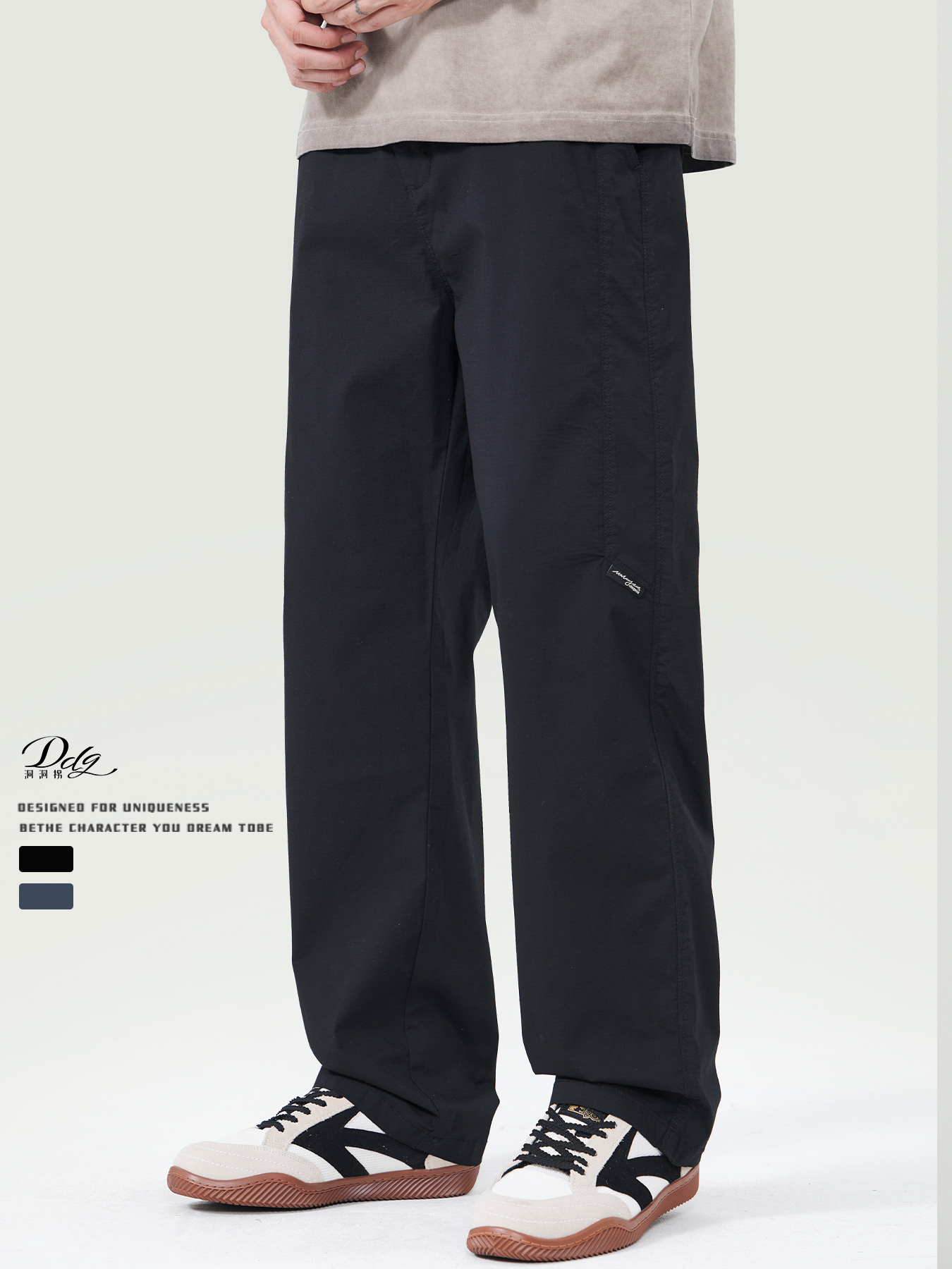 Black High-Quality Wide-Leg Casual Pants for Men, Spring and Summer Thin Style, 2025 New Loose Straight-Leg Sports Long Pants