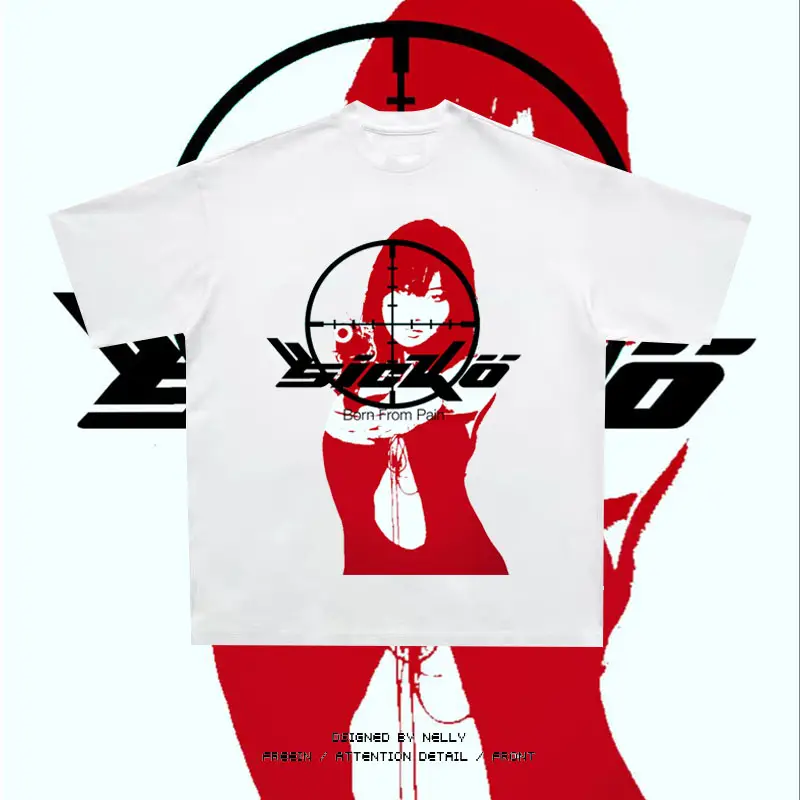 American Sicko Bornfrompainvintage Raptee Rap Retro Loose Round Neck Print T-Shirt