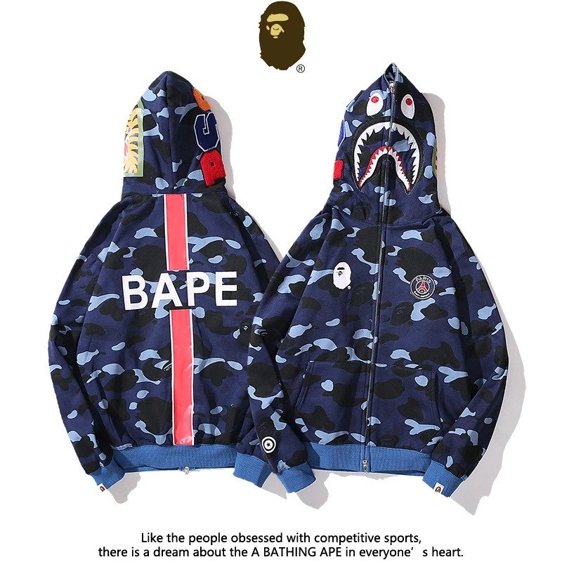 A BATHING APE x PSG Shark Hoodie