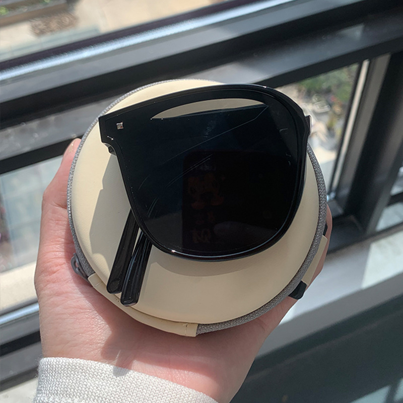 New aiiloe Foldable Sunglasses Women's Summer High-end Face Showing Small Polarized Sunglasses Men's Anti-UV Glasses