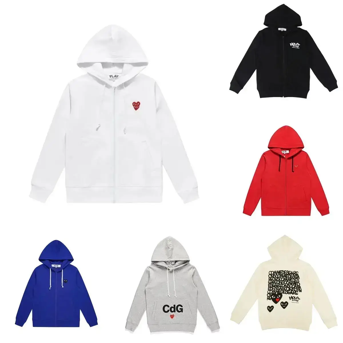 Comme des Garçons Play Zip Hoodie White