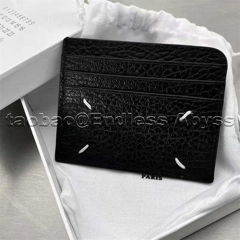 Endless Abyss 22Ss First-Layer Cowhide Minimalist Card Holder for Men and Women, Four-Point Stitching Genuine Leather Card Holder Coin Purse