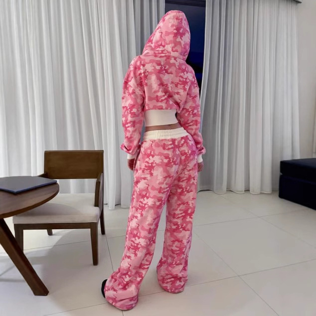 American Style Hot Girl Hip Hop Street Slim-fit Short Cardigan Hoodie Sweatshirt INS Loose Straight Pants suit y2k