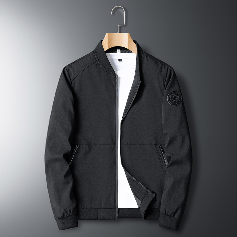 Spring and Autumn Jacket Men's Stand Collar Korean Style Youth Baseball Jacket Sports Casual Winter Fleece Warm Coat Cross-Border