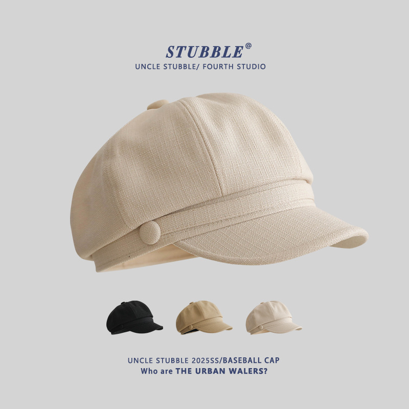 Korean style all-match beret female spring and summer face small octagonal cap retro British style newsboy cap painter hat