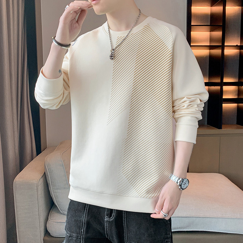 Men's Sweatshirt Spring and Autumn New Trendy Brand Loose Pullover Round Neck Long-Sleeve T-Shirt Versatile Trendy Sports Base Shirt