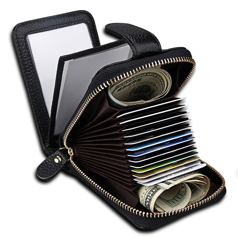 Taobao Hot Selling Men's Driver's License Multi-Function Card Holder Rfid Genuine Leather Accordion Card Holder Women's Wallet Card