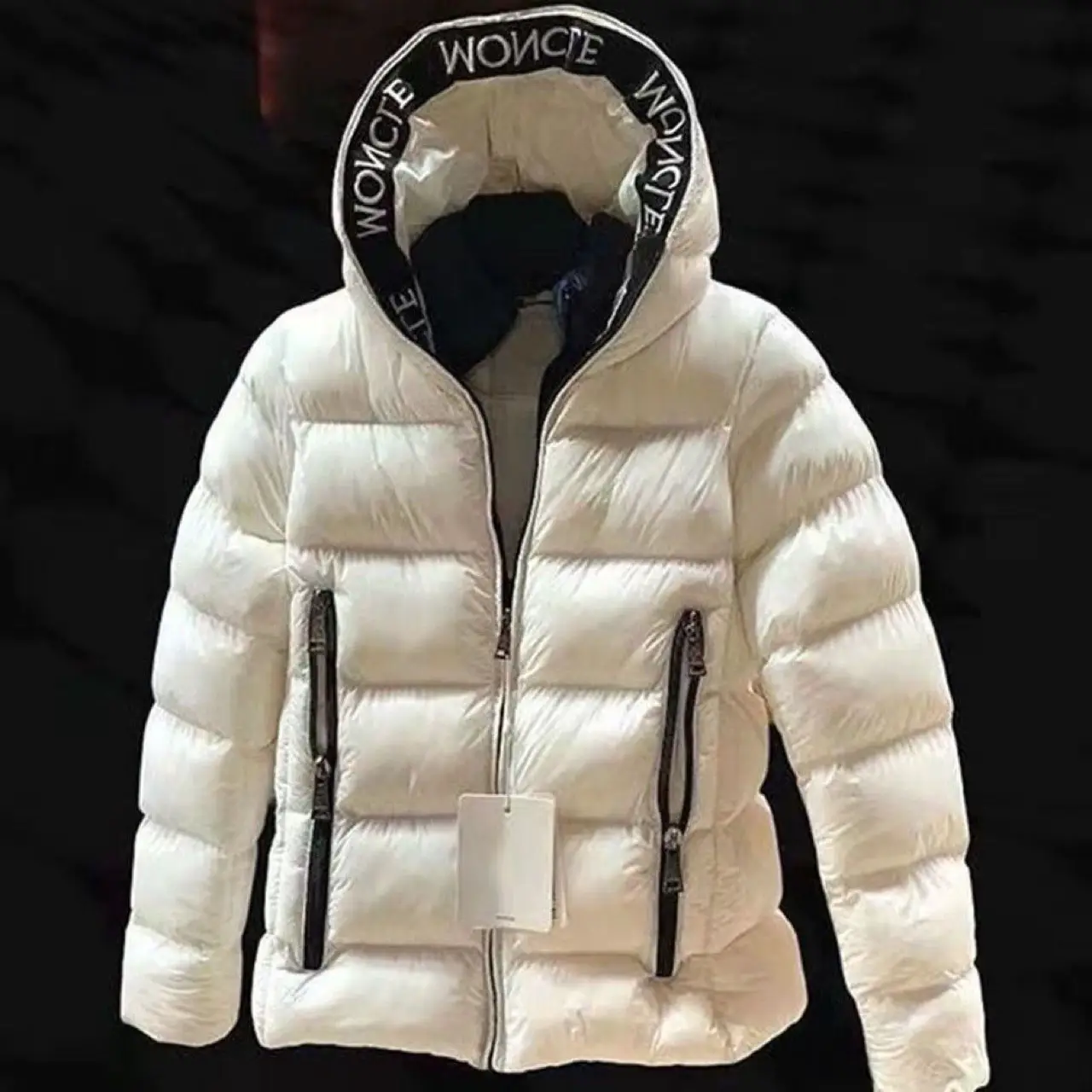 Cross-border thickened hooded big yards cotton clothing winter new cotton clothes letters down printed men's jacket tide