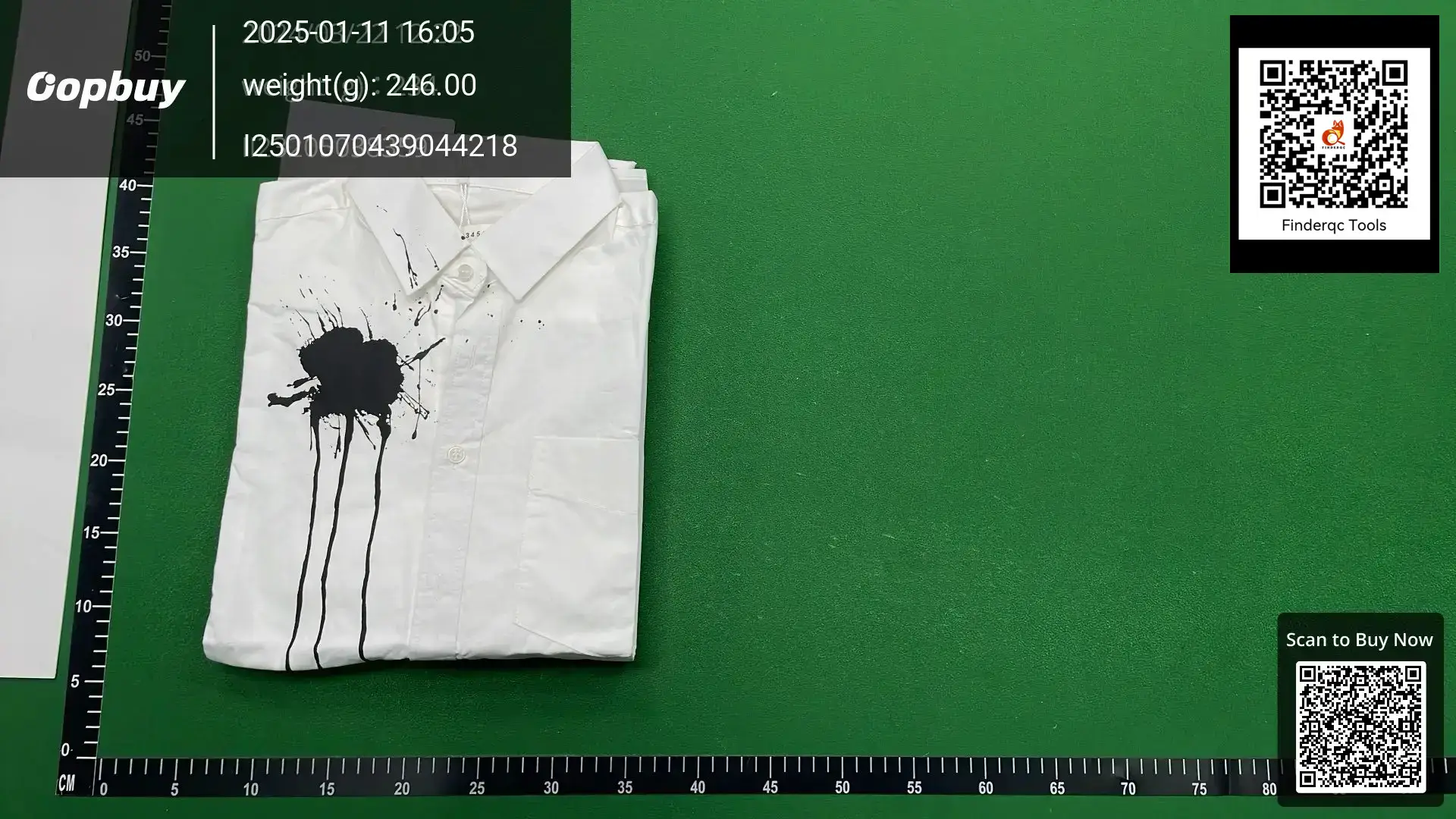 White Long Sleeve Shirt with Black Splatter Print